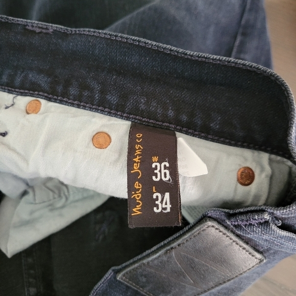 Nudie Jeans Dark Wash Organic Cotton Mens Slim Thin Finn Denim Jeans - Picture 15 of 16